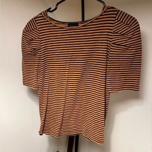 Who What Wear Black Orange Puff Sleeve Tee